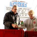 Buckleyites Keith and Jan Eldridge camped outside the Buckley Eagles last Saturday to collect food and money for the U.S. Coast Guards Seattle base, since Coast Guard members were furloughed during the last partial U.S. government shutdown. By the end of the day, they had a moving truck filled with food and nearly $1,700 donations. Photo by Ray Miller-Still