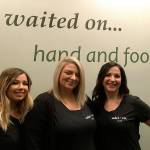 The Solei Day Spa staff of, from left, Amanda Clift, Brittney Rossich and Jenni Shires made Haley Christiansen comfortable as she brought her son, Brooks, into the world. MARK KLAAS, Auburn Reporter