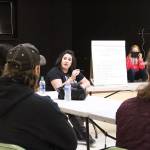 Bonney Lake Buckley Against Drugs had its first official group meeting Saturday, Feb. 2, at the Prairie Ridge Recreation Hall. Rhiannon Geffre, center, talked about how the group was started, what the group has accomplished so far  including needle clean-ups both around Bonney Lake businesses and in homeless camps, as well as lobbying the city of Bonney Lake to pass an anti-panhandling ordinance  and answered questions from the roughly 20 people who attended. Photo by Ray Miller-Still