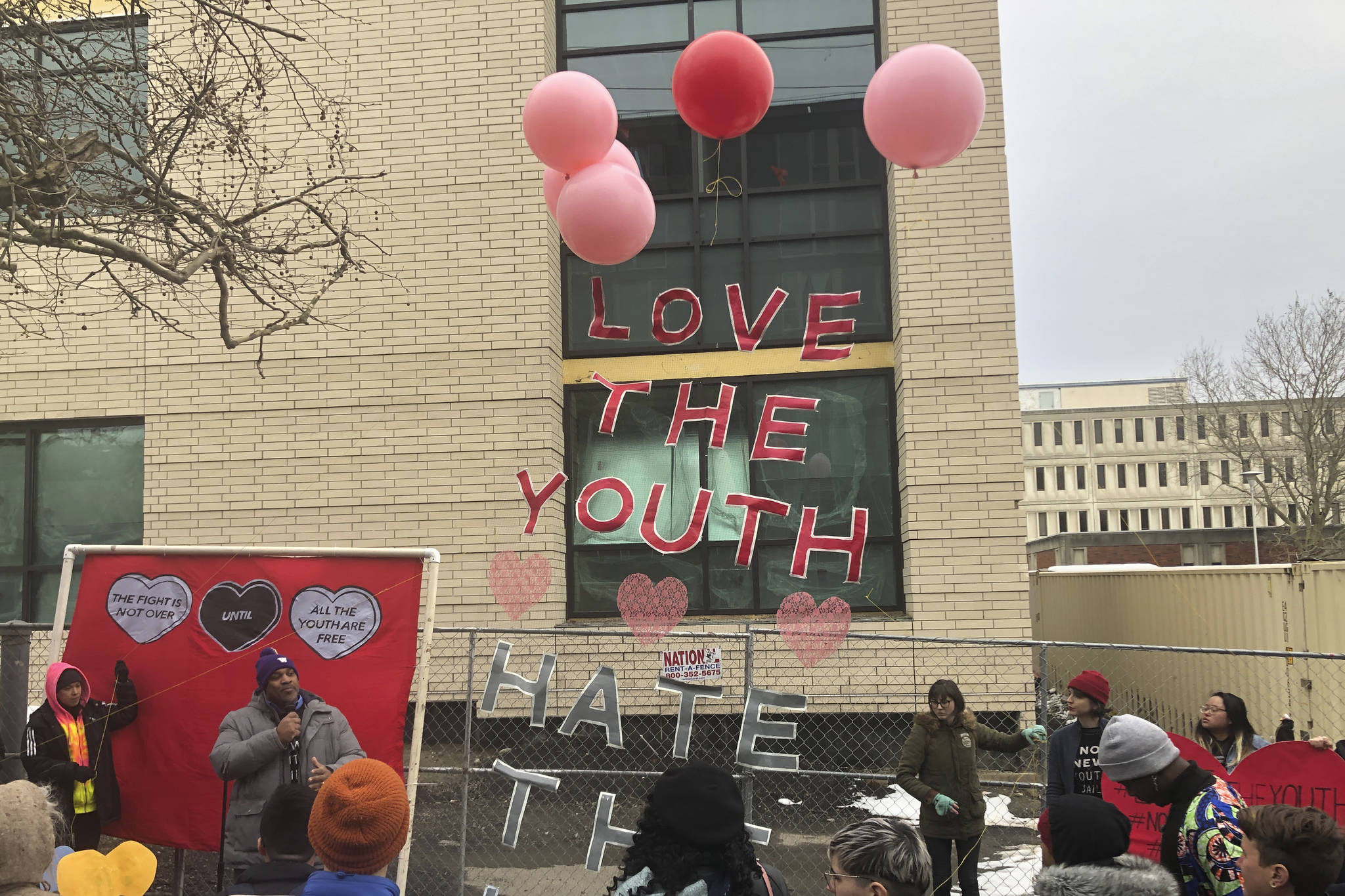 No New Youth Jail Coalitions Valentines Day press conference outside of the King County Youth Services Center. Photo by Melissa Hellmann