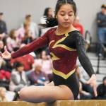 Led in part by Erin McGinnis, the White River Hornets made their mark on the state gymnastics meet during the Feb. 21-23 tournament. Joining McGinnis was Annelyse Anderson, Chylye Schillen, and Makenzie Hale, below. Photos by Kevin Hanson