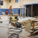 The Carbonado School gym has been turned into a work room during construction at the 90-year-old building. The gym is one of very few rooms that will not be remodeled. Superintendent Scott Hubbard point to an area behind the building where a generator will be installed. Photos by Kevin Hanson