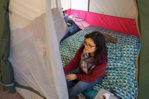 After being homeless, Christy X (pictured) moved into her Coniston Arms Apartments unit in Seattle at the beginning of 2019. She had bounced around from shelters to friends places after facing an eviction at her West Seattle apartment in October 2018. A diversion program run by the nonprofit Marys Place helped her find housing. File photo