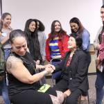 Eleven EHS students, along with Sui-Lan Hookano, the districts cultural program manager, and Sarah Brassard, the districts Native American specialist (not pictured), were able to personally meet civil rights leader Dolores Huerta (front right) in Olympia during the second annual Stay Woke conference. Photo by Ray Miller-Still