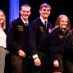 Scenes from Pullman: receiving first-place honors for FARM for Kids were, from left, chapter advisers Kaitlin Norton and Kendra Bertrand and chapter members Dustin Clarke, Lane Williams, Gracelyn Boren, Daisy Ruvalcaba; presenting the award was state officer Zach Schilter (far right). Contributed photos