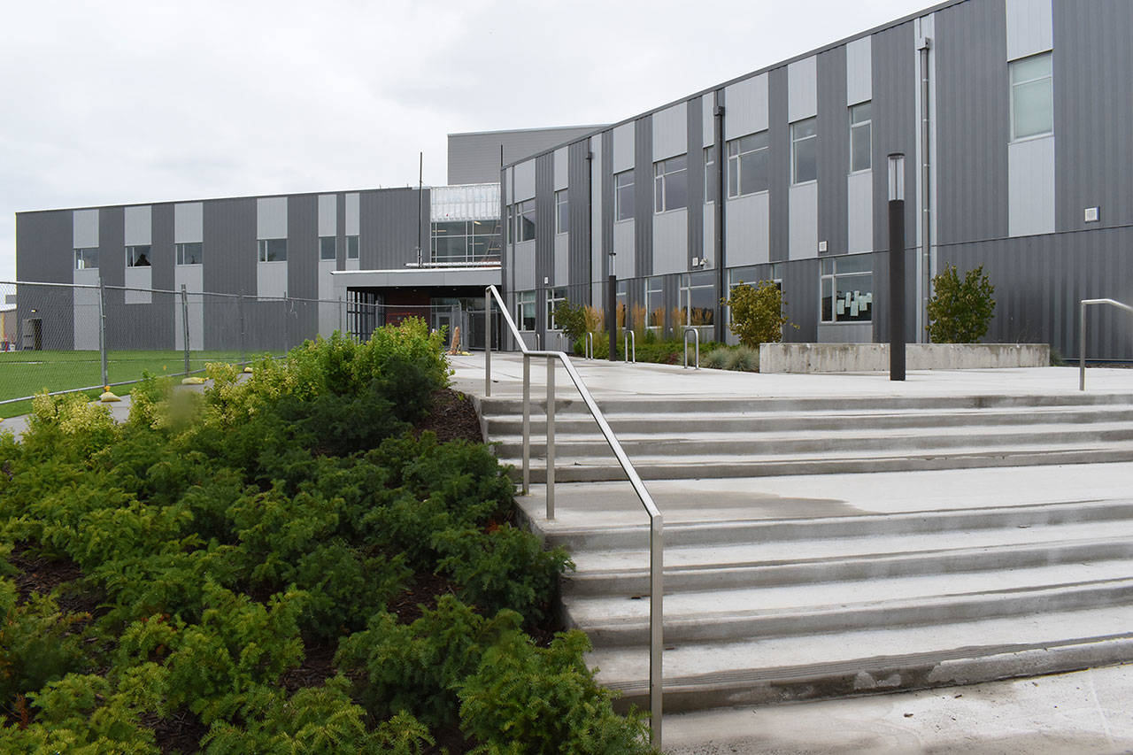 Enumclaw High Schools new west wing  the length of building on the left  is the schools new music room, and was opened to the public in August, just in time for EHS to hit more than 1,200 students. Photo by Kevin Hanson