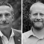 Enumclaw Fire Department Commissioner Paul Fisher and challenger Eric Heintzinger.