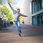 Zachary Kelley has been dancing since he was 8 years old, and now can not only tap dance, but is also trained in jazz, ballet, hip-hop, contemporary, lyrical, musical theater, and ballroom dancing. Here, Kelley is doing a promotional shoot on the streets of Scottsdale, Arizona. Photo by Jonathon Puente.