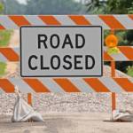 Road closed warning sign. File photo