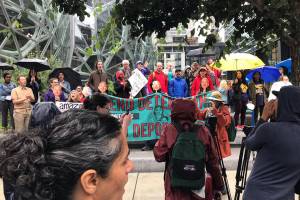 Demonstrators from La Resistencia protest Amazons involvement with ICE. Photo courtesy of La Resistencia