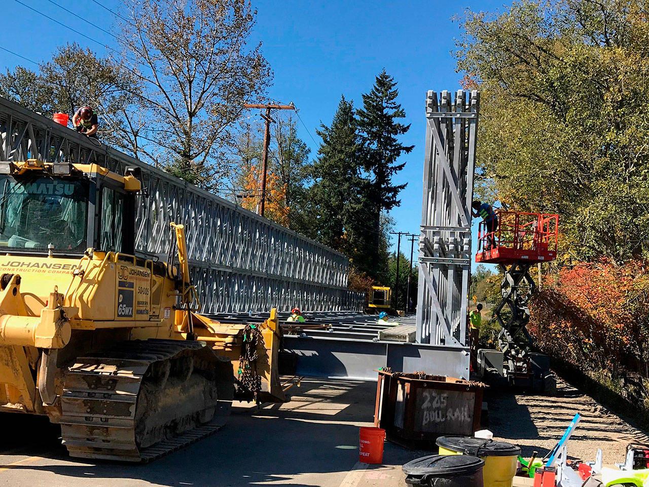 The temporary bridge is be a 240-foot-long, single span structure and weigh approximately 320 tons. Photo courtesy WSDOT