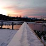 A scenic view of Mount Rainier when snow fell on Enumclaw. Photo by Makayy Kelley