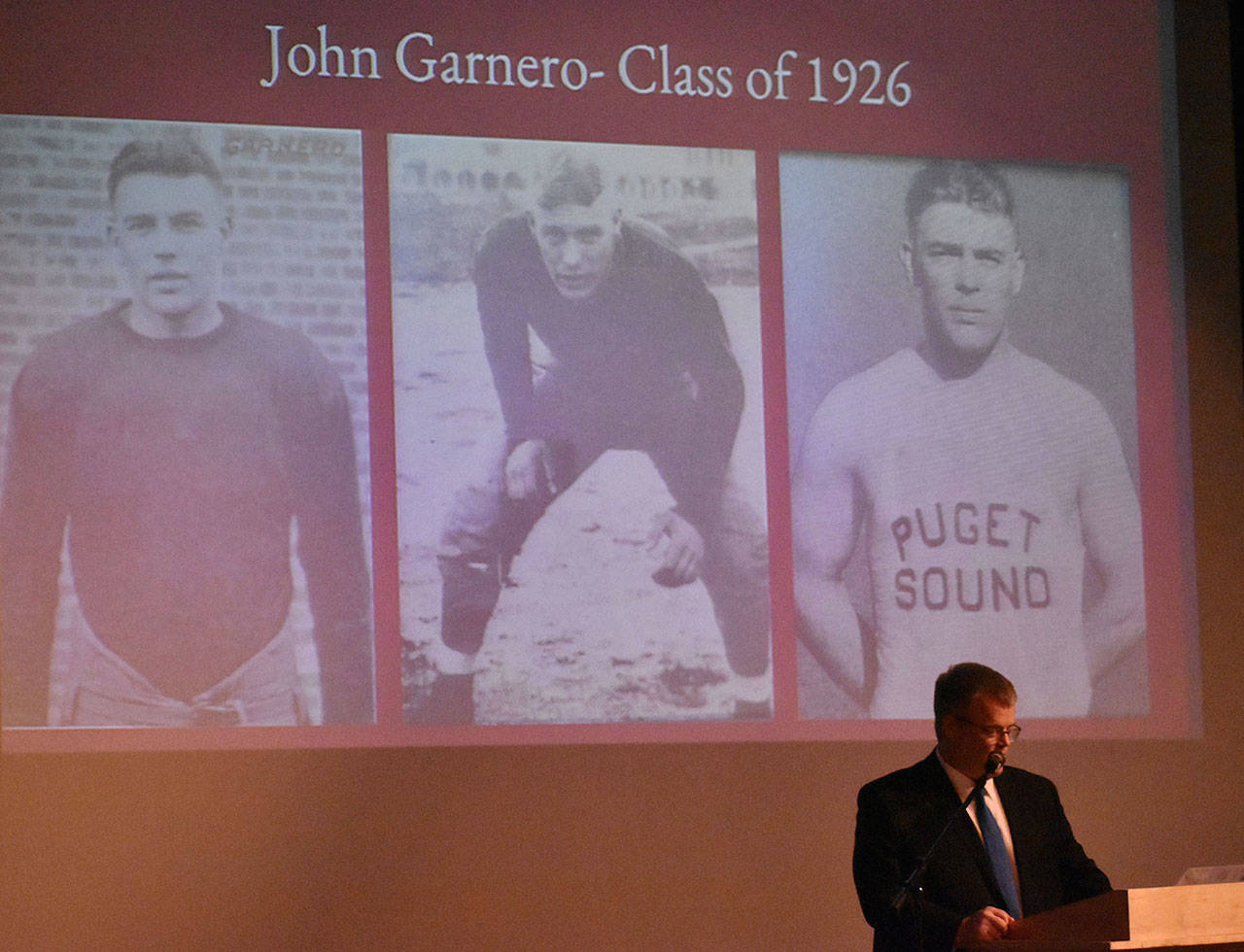 Photos of the late John Garnero were shown during White River High Schools first Athletic Hall of Fame presentation on Friday, Jan. 17. Photo by Kevin Hanson