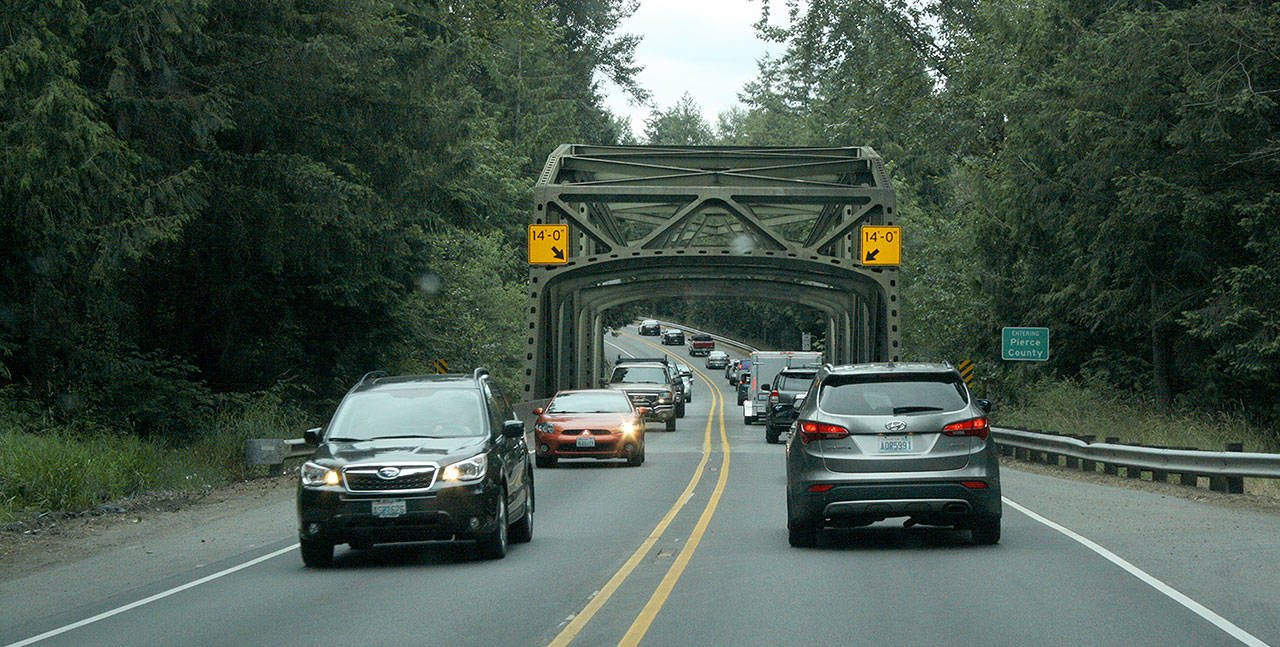 A cleaning crew will be reducing the SR 410 bridge between Buckley and Enumclaw to just one lane from 6 a.m. to noon on Feb. 1. Photo by Kevin Hanson