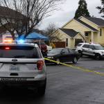 Officers are continuing to investigate the scene of the suicide, which happened on Garland Place in northern Enumclaw. Photo by Ray Miller-Still