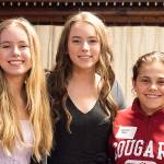 Joining local VFW members were Voice of Democracy contest winners (from left) Gabriella DeMarco, Sophia DeMarco and Natasha Puzon. Photo courtesy VFW Post 1949