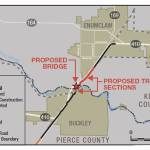 This image from 2018 shows a rough plan for the new White River pedestrian bridge. Image courtesy king County