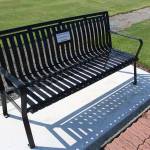Eight new benches, like the ones at the Veterans Memorial Park, are planned for downtown Enumclaw, each with a memorial plaque attached. Photo by Ray Miller-Still