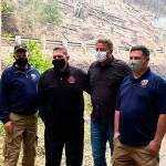 The Enumclaw Fish Fire has shrunk from 150 acres to just about 141, thanks to agressive DNR efforts and favorable weather. Pictured is King County Councilman Reagan Dunn visiting the fire site. Photo courtesy the Department of Natural Resources