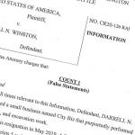 Darrel N. Winston was charged with lying to investigators on Aug. 18.