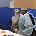 Student Teigen Johnson was rapid tested for COVID during one of his first days back to school at Foothills Elementary. Photo by Ray Miller-Still