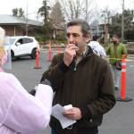 Enumclaw Mayor Jan Molinaro had his first-ever COVID test at the new Enumclaw testing site as its first patient. Photo by Ray Miller-Still