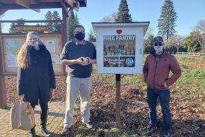 Pictured is Building Beyond the Walls founder Sue Hart, Hope Lutheran Pastor Keith Marshall, and BBtW Board Director David McArtor. Photo by Ray Miller-Still