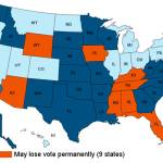 Former felons in Washington state can only get their voting rights back after serving time, parole, and probation. Image courtesy procon.org.