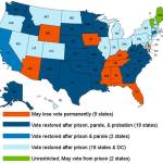 Former felons in Washington state can only get their voting rights back after serving time, parole, and probation. Image courtesy procon.org.