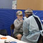 Student Teigen Johnson was rapid tested for COVID during one of his first days back to school at Foothills Elementary. Photo by Ray Miller-Still