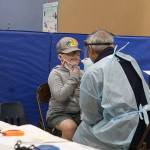 Student Teigen Johnson was rapid tested for COVID during one of his first days back to school at Foothills Elementary. Photo by Ray Miller-Still