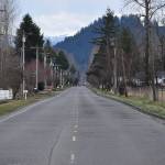 Looking east on March 9 from Mundy Loss Road, the years of wear-and-tear on 112th Street East in Buckley are apparent. The city aims to grind and repave nearly a mile of the road from its intersection at Mundy Loss Road to Highway 165. Photo by Alex Bruell