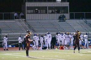 With strict limitations on attendance, there have been few fans at SPSL 2A sporting events. This photo, with most-empty seats, was from White River's season-opening football game. Photo by Kevin Hanson