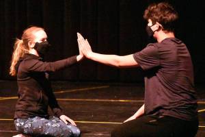Cast members have been rehearsing for their upcoming virtual performance of "Alone, Together." Among those taking part are Jasmine Dumontet and Mateo Cuadros, who perform a dance number from the scene "But Here I Am." Photo by Kevin Hanson