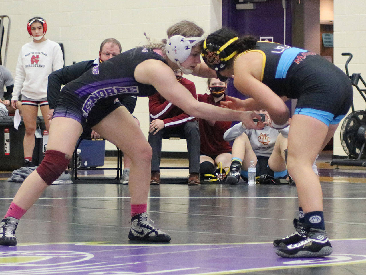 Buckleys Payton Stroud, left, competes during the national collegiate championships. Photo courtesy McKendree University Athletics