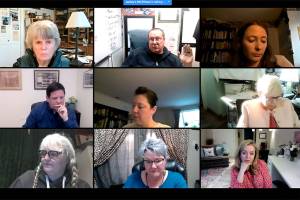 The Black Diamond City Council and city staff during their April 8 workshop meeting. Screenshot