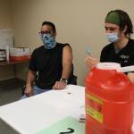 A Plateau resident gets his first COVID vaccine at Dr. Beckers clinic on Friday, April 23. Photo by Ray Miller-Still