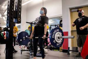 White River's Yulisa Martinez-Ponce dead lifts 245 pounds on the way to a state powerlifting championship. Photo courtesy Ella Moyer