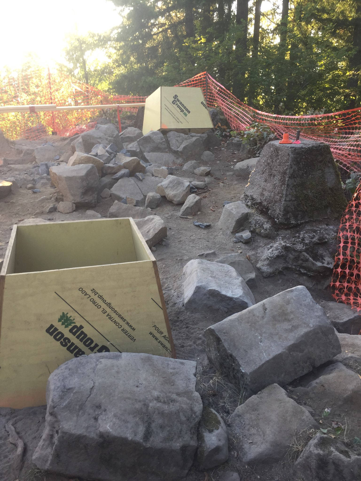 PHOTO COURTESY MARK COUNTRYMAN The top of Mount Peak has been something of a construction zone as crews prepare for the footings that will secure the coming lookout tower.