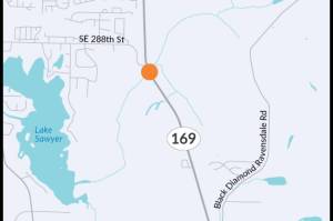 This graphic by the Washington State Department of Transportation indicates where crews will be working on a new bridge and culvert removal on Ravensdale creek.