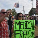 Scott and Leandre Usborn were among those at the Rally for Medical Freedom in Buckley on Wednesday. Photo by Alex Bruell.