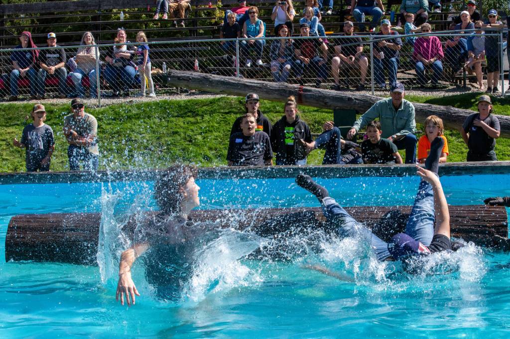 Jace Osborn and Dean Cochran take a splash. Photo by Ashley Britschgi.