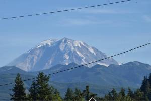 This photo of Mount Rainier, snapped Aug. 11 from Enumclaw, shows the mountain around its driest time of the year.