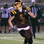 White River senior Nate Peckham turns the corner for good yardage during Thursday nights victory over Franklin Pierce.