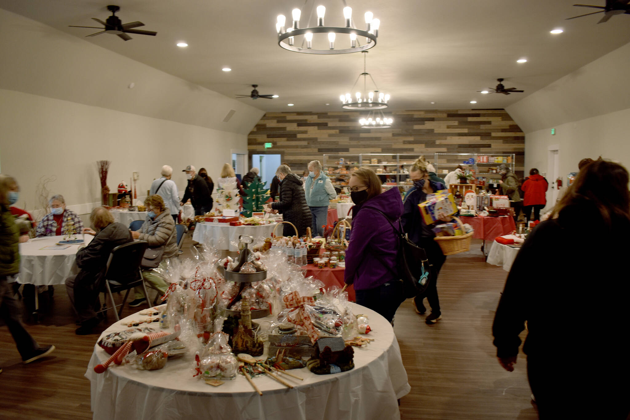 Buckley Hall was buzzing with activity Monday morning as the one-day holiday bazaar got underway. Photo by Alex Bruell