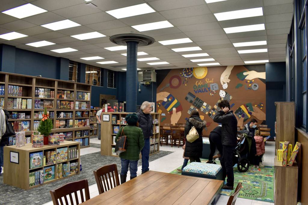 Customers visit The Game Vault during its Friday evening opening.