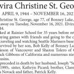 Elvira Christine St. George died Nov. 16, 2021 at the age of 77.