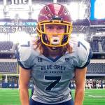White River School District student athlete Payne Plaster getting ready for the annual Blue-Grey All-American Bowl. Photo by Sean Ceglinsky, Blue-Grey Football Operations