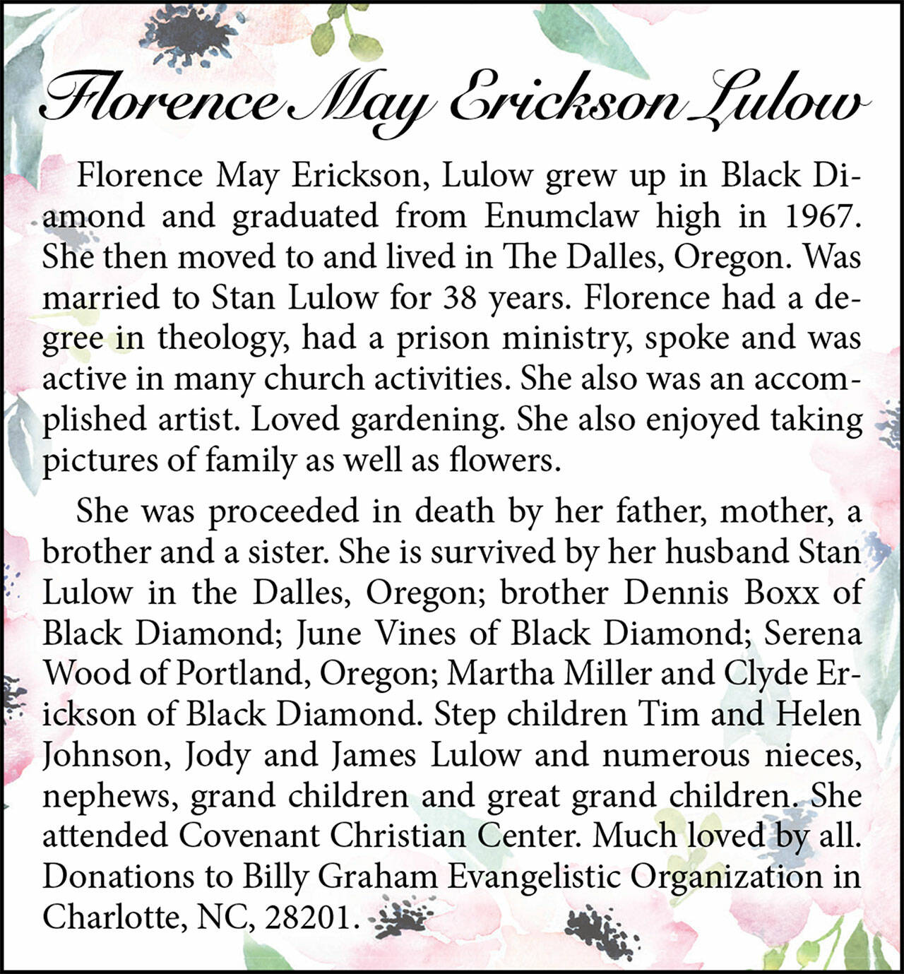 Florence May Erickson Lulow