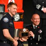 Ira Holt, joining the Enumclaw Fire Department, accepts the Valedictorian award. Photo by Alex Bruell